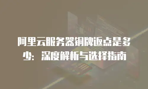 阿里云服务器铜牌返点是多少：深度解析与选择指南
