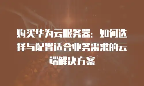 购买华为云服务器：如何选择与配置适合业务需求的云端解决方案