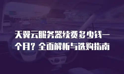 天翼云服务器续费多少钱一个月？全面解析与选购指南