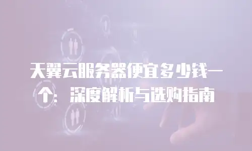 天翼云服务器便宜多少钱一个：深度解析与选购指南