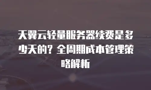 天翼云轻量服务器续费是多少天的？全周期成本管理策略解析