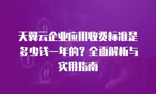 天翼云企业应用收费标准是多少钱一年的？全面解析与实用指南