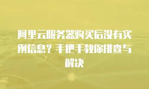 阿里云服务器购买后没有实例信息？手把手教你排查与解决  
