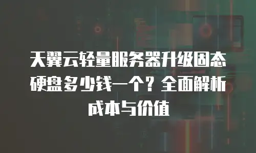 天翼云轻量服务器升级固态硬盘多少钱一个？全面解析成本与价值