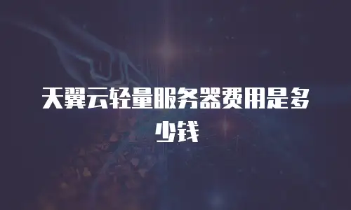 天翼云轻量服务器费用是多少钱