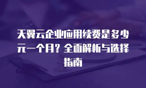 天翼云企业应用续费是多少元一个月？全面解析与选择指南
