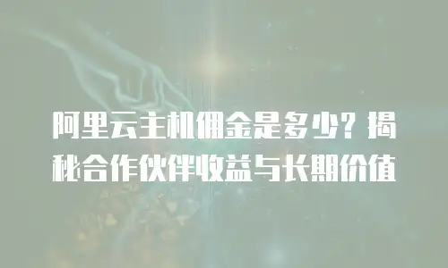 阿里云主机佣金是多少？揭秘合作伙伴收益与长期价值  