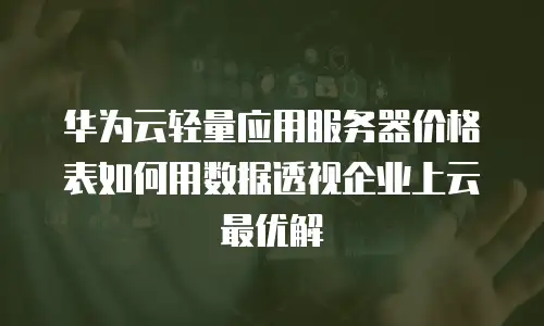 华为云轻量应用服务器价格表如何用数据透视企业上云最优解  