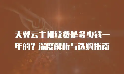天翼云主机续费是多少钱一年的？深度解析与选购指南