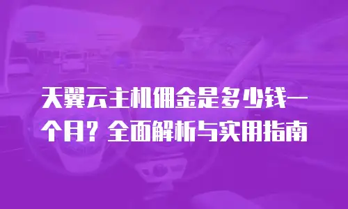 天翼云主机佣金是多少钱一个月？全面解析与实用指南