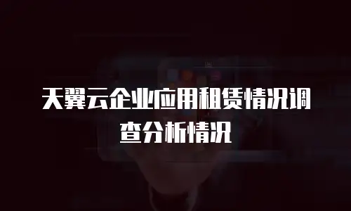 天翼云企业应用租赁情况调查分析情况
