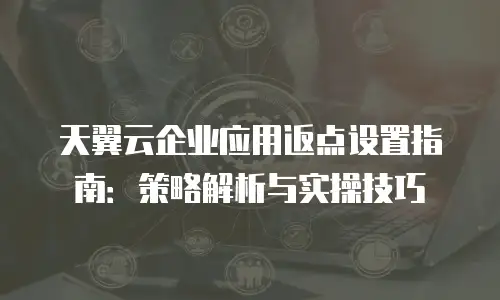 天翼云企业应用返点设置指南：策略解析与实操技巧