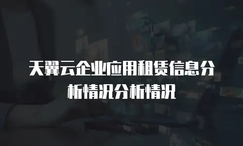 天翼云企业应用租赁信息分析情况分析情况