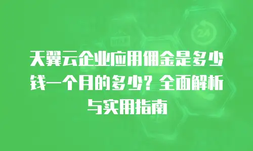 天翼云企业应用佣金是多少钱一个月的多少？全面解析与实用指南
