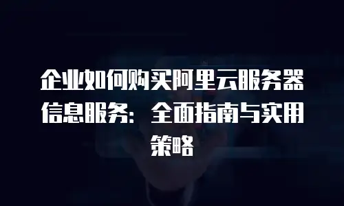 企业如何购买阿里云服务器信息服务：全面指南与实用策略