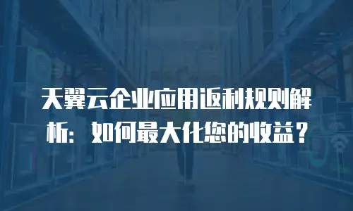 天翼云企业应用返利规则解析：如何最大化您的收益？