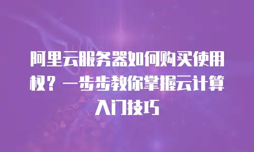 阿里云服务器如何购买使用权？一步步教你掌握云计算入门技巧