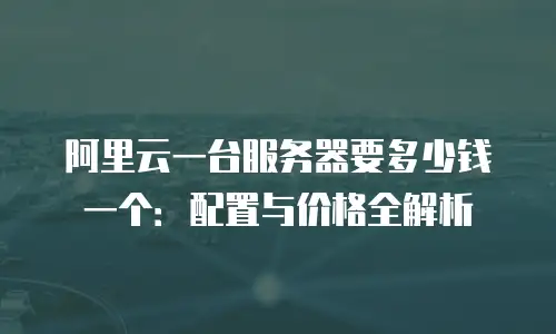 阿里云一台服务器要多少钱一个：配置与价格全解析