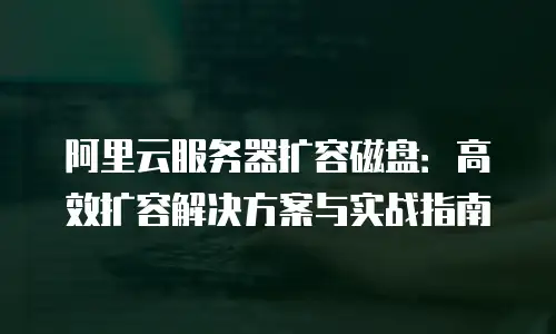 阿里云服务器扩容磁盘：高效扩容解决方案与实战指南