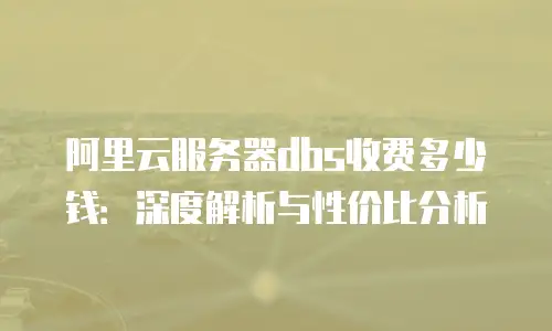 阿里云服务器dbs收费多少钱：深度解析与性价比分析