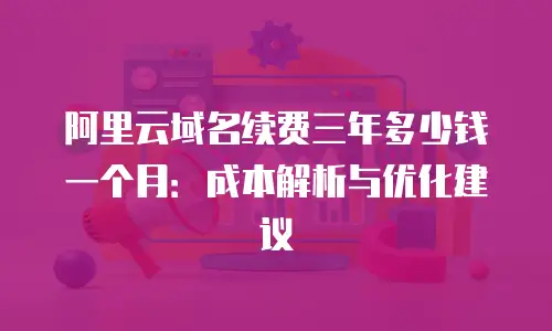 阿里云域名续费三年多少钱一个月：成本解析与优化建议