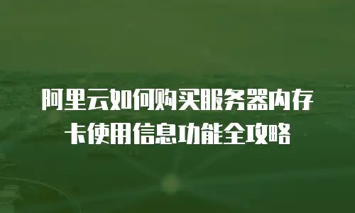阿里云如何购买服务器内存卡使用信息功能全攻略