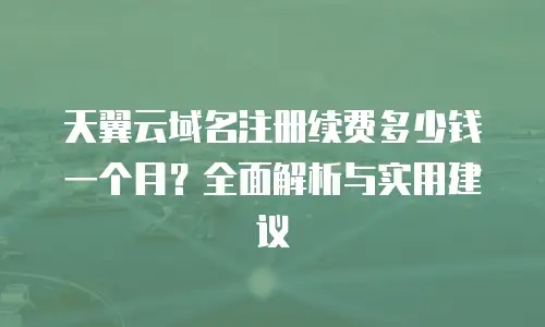 天翼云域名注册续费多少钱一个月？全面解析与实用建议