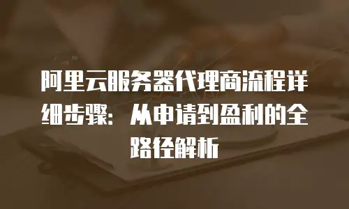 阿里云服务器代理商流程详细步骤：从申请到盈利的全路径解析