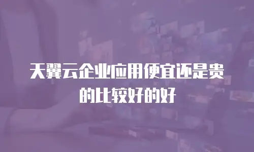 天翼云企业应用便宜还是贵的比较好的好
