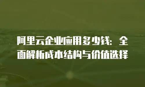 阿里云企业应用多少钱：全面解析成本结构与价值选择