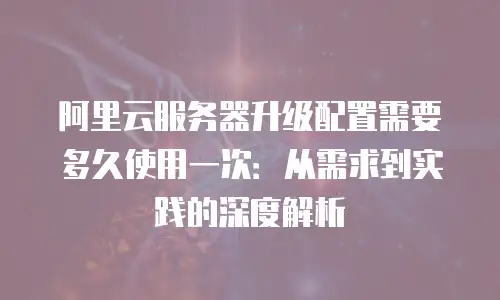阿里云服务器升级配置需要多久使用一次：从需求到实践的深度解析