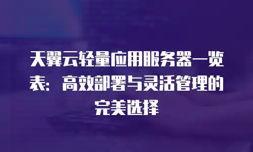 天翼云轻量应用服务器一览表：高效部署与灵活管理的完美选择