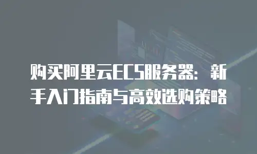购买阿里云ECS服务器：新手入门指南与高效选购策略