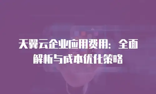 天翼云企业应用费用：全面解析与成本优化策略