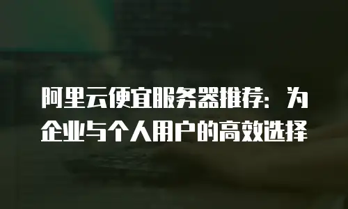 阿里云便宜服务器推荐：为企业与个人用户的高效选择