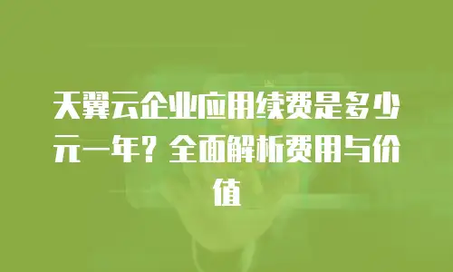 天翼云企业应用续费是多少元一年？全面解析费用与价值
