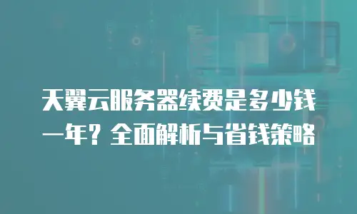 天翼云服务器续费是多少钱一年？全面解析与省钱策略