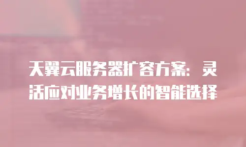 天翼云服务器扩容方案：灵活应对业务增长的智能选择