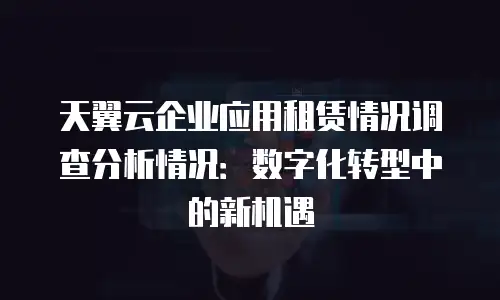 天翼云企业应用租赁情况调查分析情况：数字化转型中的新机遇