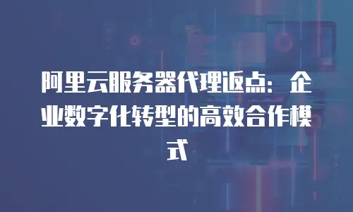 阿里云服务器代理返点：企业数字化转型的高效合作模式