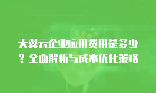 天翼云企业应用费用是多少？全面解析与成本优化策略