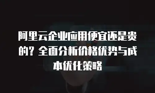 阿里云企业应用便宜还是贵的？全面分析价格优势与成本优化策略