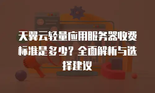 天翼云轻量应用服务器收费标准是多少？全面解析与选择建议