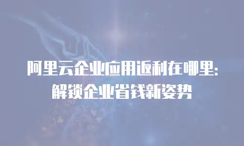 阿里云企业应用返利在哪里：解锁企业省钱新姿势