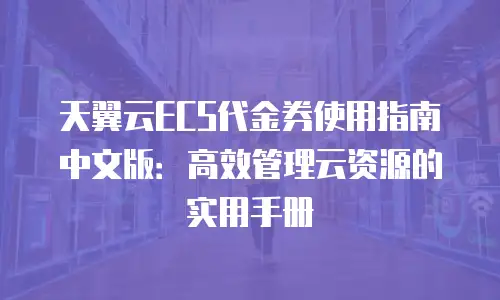 天翼云ECS代金券使用指南中文版：高效管理云资源的实用手册