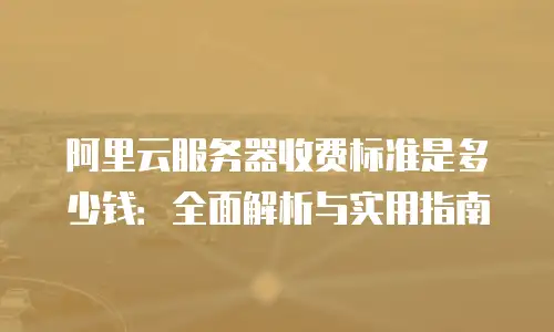阿里云服务器收费标准是多少钱：全面解析与实用指南