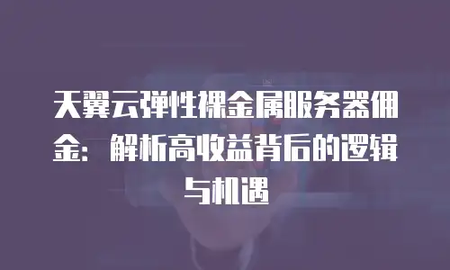 天翼云弹性裸金属服务器佣金：解析高收益背后的逻辑与机遇