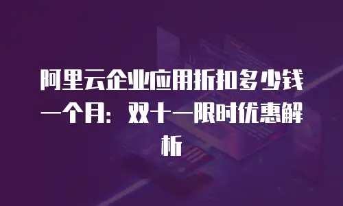 阿里云企业应用折扣多少钱一个月：双十一限时优惠解析