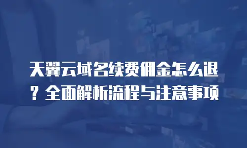 天翼云域名续费佣金怎么退？全面解析流程与注意事项