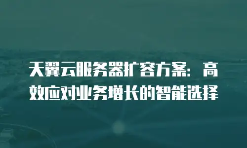 天翼云服务器扩容方案：高效应对业务增长的智能选择